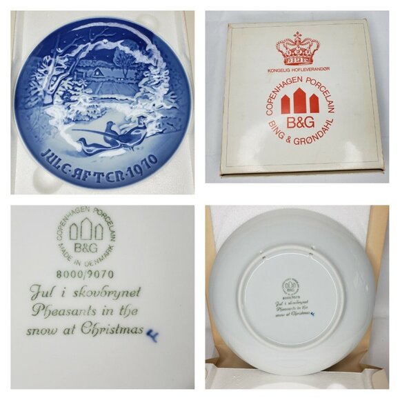 VTG Bing and Grondahl 1970 Christmas Collectors Plate Pheasants in the Snow 7 ¼” - Picture 3 of 9